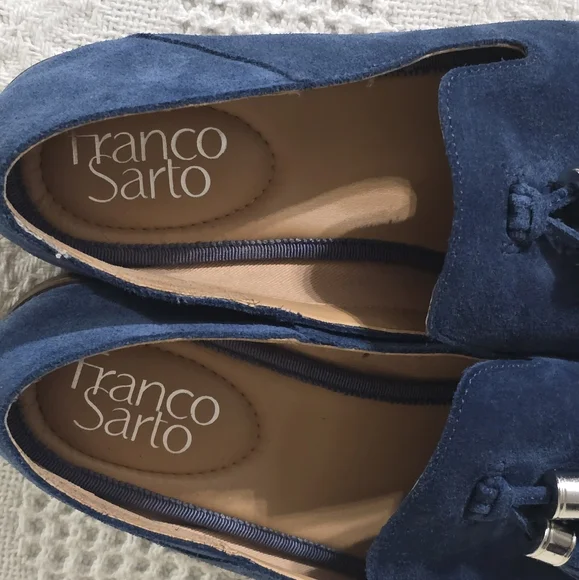 Franco Sarto Blue and Brown Suede Loafers - Picture 2 of 9